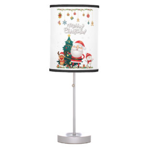 Funny Santa, Snowman, Reindeer Merry Christmas Table Lamp