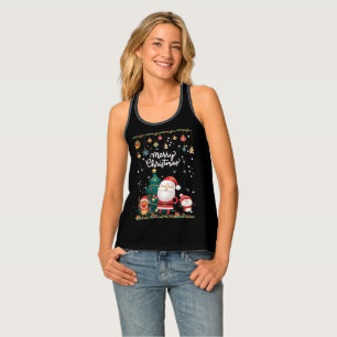 Funny Santa, Snowman, Reindeer Merry Christmas Tank Top