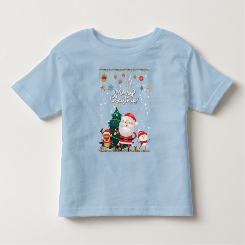 Funny Santa Snowman Reindeer Merry Christmas Toddler T_shirt