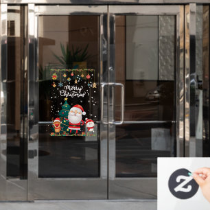 Funny Santa, Snowman, Reindeer Merry Christmas Window Cling