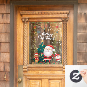 Funny Santa, Snowman, Reindeer Merry Christmas Window Cling
