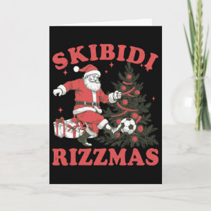 Funny Santa Soccer Skibidi Rizzmas Christmas Tree Card