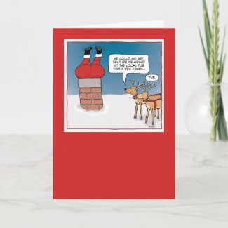 Funny Santa Stuck in Chimney Christmas Holiday Card