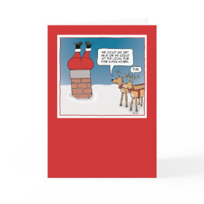 Funny Santa Stuck in Chimney Christmas Holiday Card