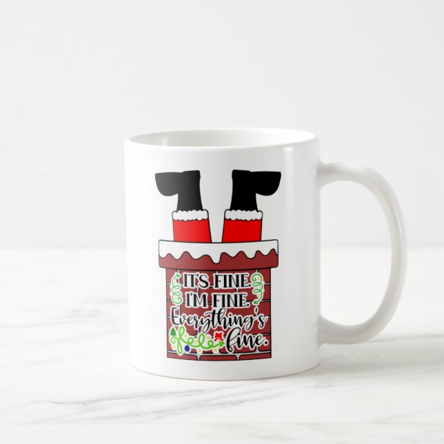 Funny Santa Stuck in Chimney Christmas Humor Coffee Mug (Right)