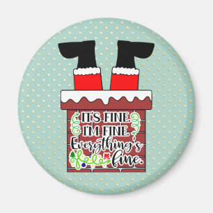 Funny Santa Stuck in Chimney Christmas Humor Magnet