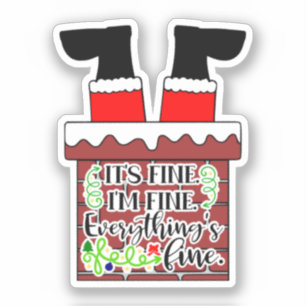 Funny Santa Stuck in Chimney Christmas Humor Sticker