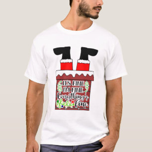 Funny Santa Stuck in Chimney Christmas Humor T-Shirt