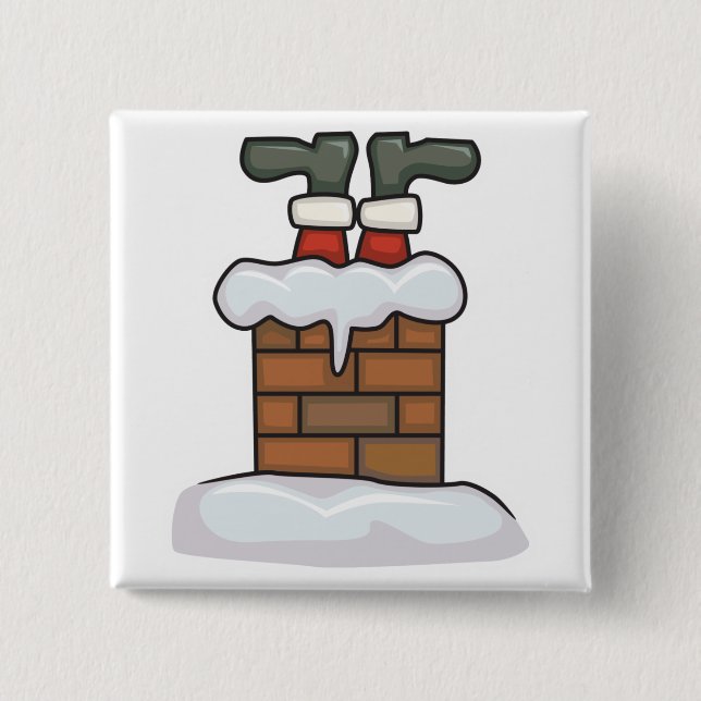 funny santa stuck in chimney pinback button (Front)