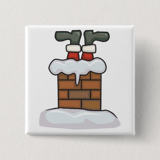 funny santa stuck in chimney pinback button