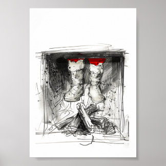 Funny Santa Stuck in Chimney – Xmas Humor Poster