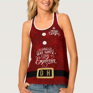 Funny Santa Suit Merry Christmas Script Monogram Tank Top