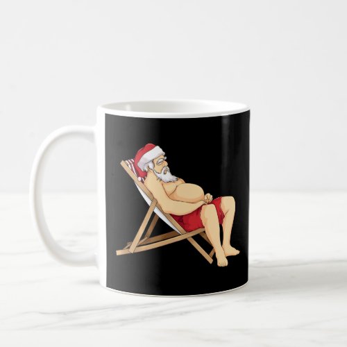 Funny Santa Sunbathing Red Mankini Cool Beach Summ Coffee Mug