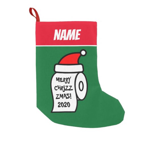 Funny santa toilet paper roll quarantine 2022 small christmas stocking