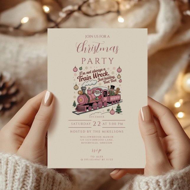 Funny Santa Train Wreck Christmas Invitation (Creator Uploaded)