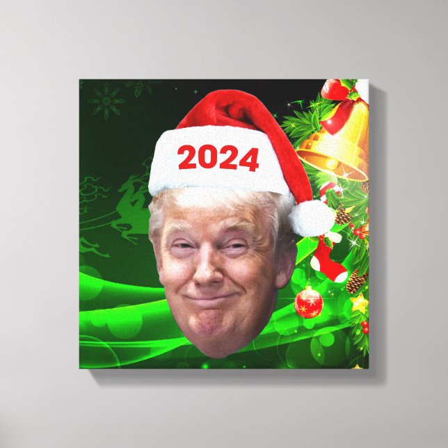 Funny Santa Trump 2024 Christmas Trump Lovers Gift Canvas Print (Front)