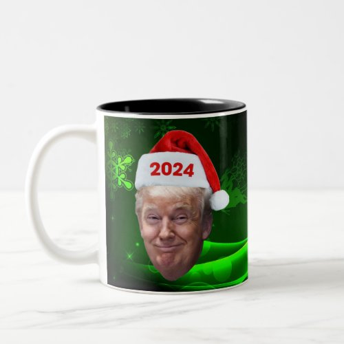 Funny Santa Trump 2024 Christmas Trump Lovers Gift Two_Tone Coffee Mug