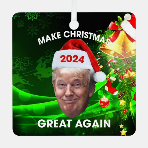 Funny Santa Trump 2024 Make Christmas Great Again  Metal Ornament