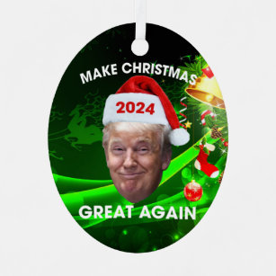 President Donald Trump Fancy Frame Christmas Ornament, Funny Metal Holiday Present Ideas Design 2, Optician | Andaz Press