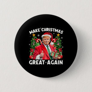 Funny Santa Trump 2025 Make Christmas Great Again Button