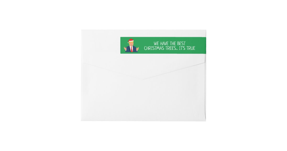 Funny Santa Trump cartoon custom return address Wrap Around Label | Zazzle
