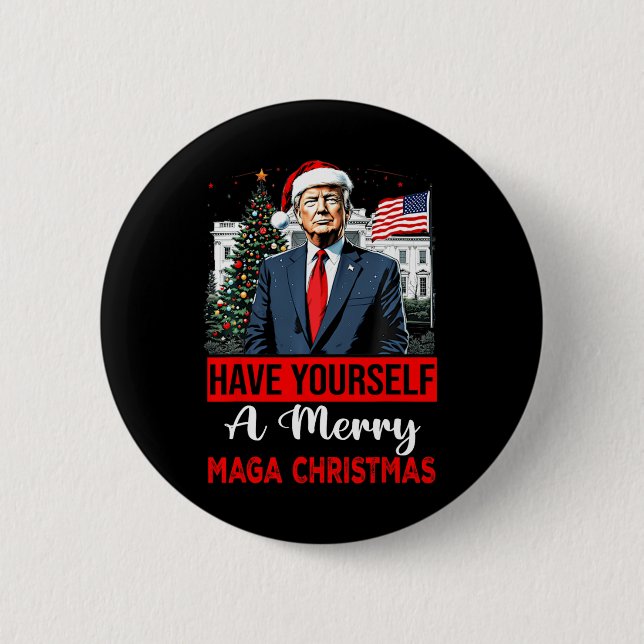 Funny Santa Trump Have Yourself A Merry Christmas  Button (Front)