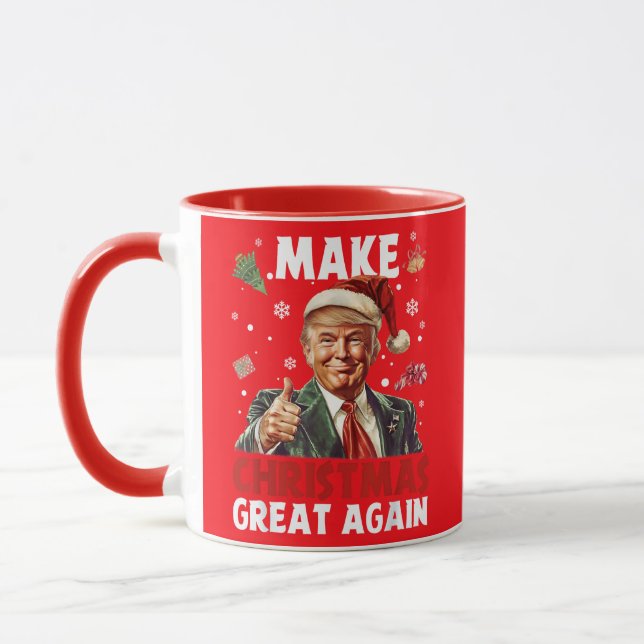 Funny Santa Trump | Make Christmas Great Again Red Mug (Left)