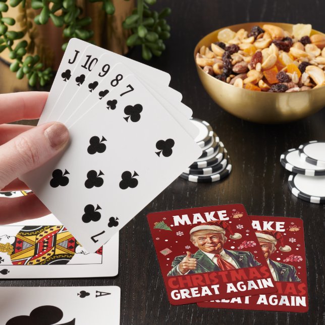 Funny Santa Trump | Make Christmas Great Again Red Poker Cards (In Situ)