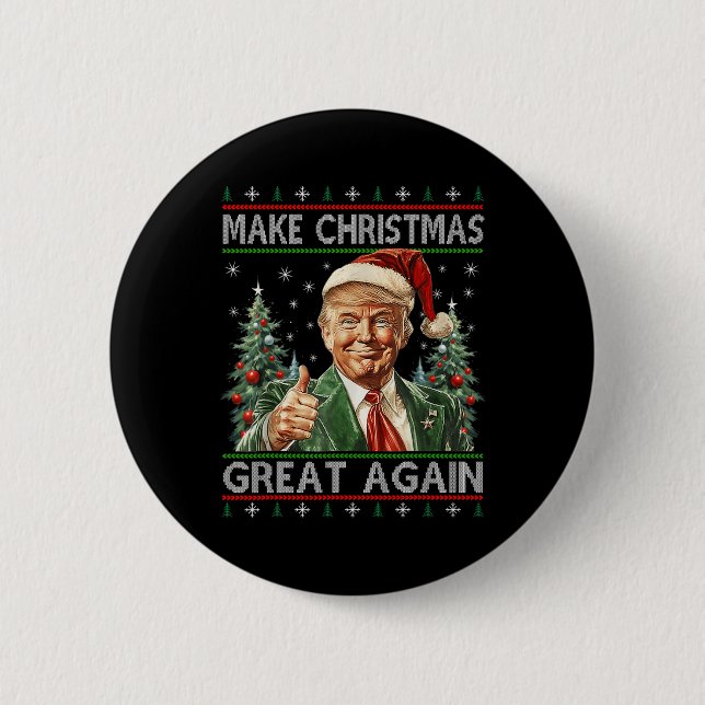 Funny Santa Trump Make Christmas Great Again Ugly  Button (Front)