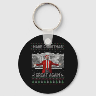 Funny Santa Trump Make Christmas Great Again Ugly Keychain