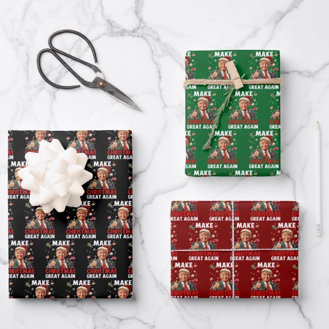 Funny Santa Trump | Make Christmas Great Again Wrapping Paper Sheets (Front)