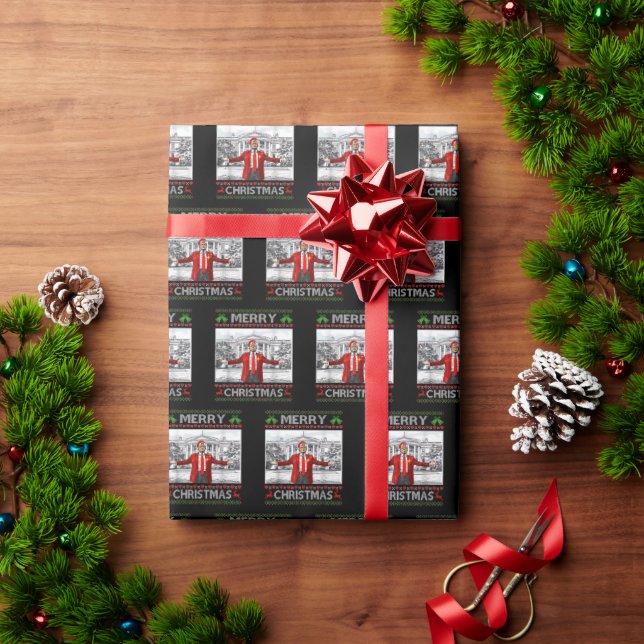 Funny Santa Trump Merry Christmas Ugly Xmas Wrapping Paper (Holiday Gift)