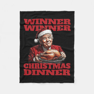 Funny Santa Trump Winner Winner Christmas Dinner X Fleece Blanket