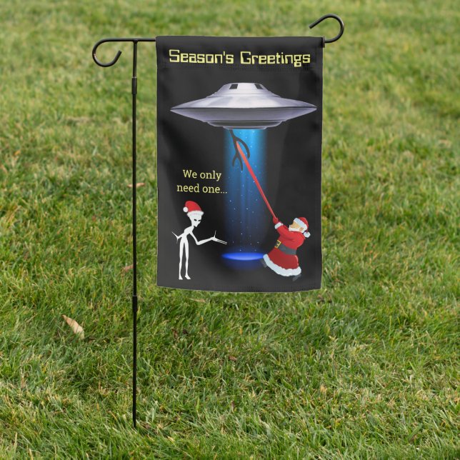 Funny Santa 🎅🛸 UFO Christmas  Garden Flag (In SItu)