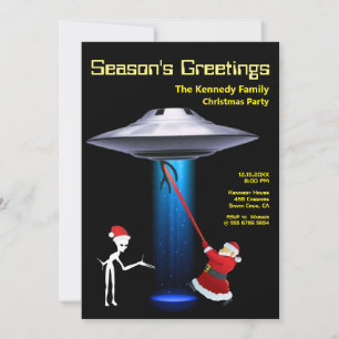 Funny Santa 🎅🛸 UFO Christmas Party Holiday Card