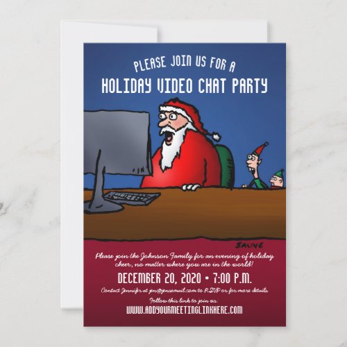 Funny Santa Video Chat Party Invitation