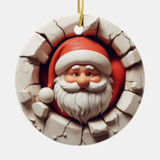 Funny Santa Wall-Break Christmas Ornament