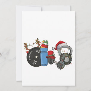 Funny Santa Weightlifting Dumbbells Gym Christmas Holiday Card