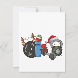 Funny Santa Weightlifting Dumbbells Gym Christmas Note Card