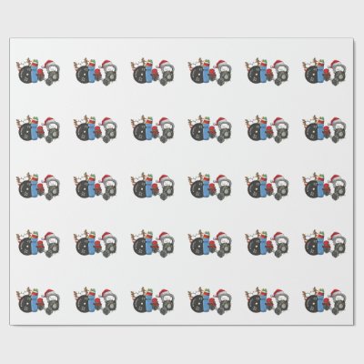 Funny Santa Weightlifting Dumbbells Gym Christmas Wrapping Paper