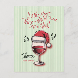 Funny Santa Wine Holiday Postcard