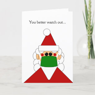 Funny Santa With Mask Christmas Card Customizable