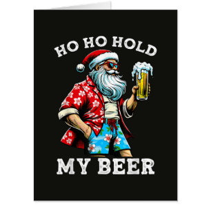 Funny Santa with Sunglasses and Beer Christmas Card