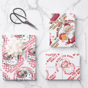 Funny Santa Wrapping Paper Sheets