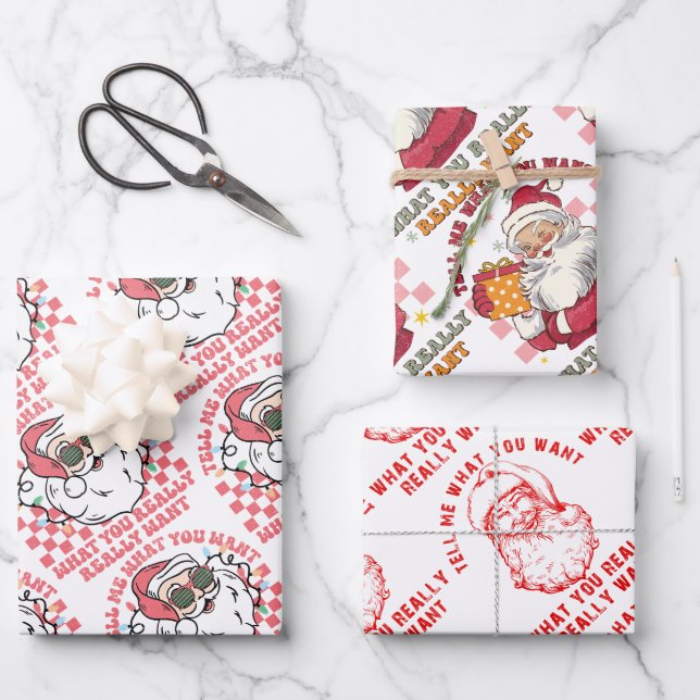 Funny Santa  Wrapping Paper Sheets (Front)