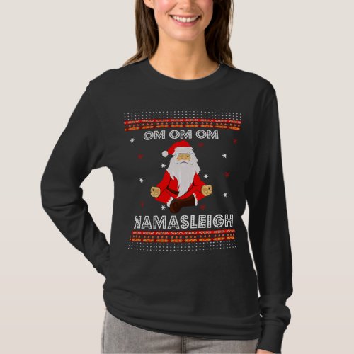 Funny Santa Yoga Namasleigh Ugly Christmas Sweater
