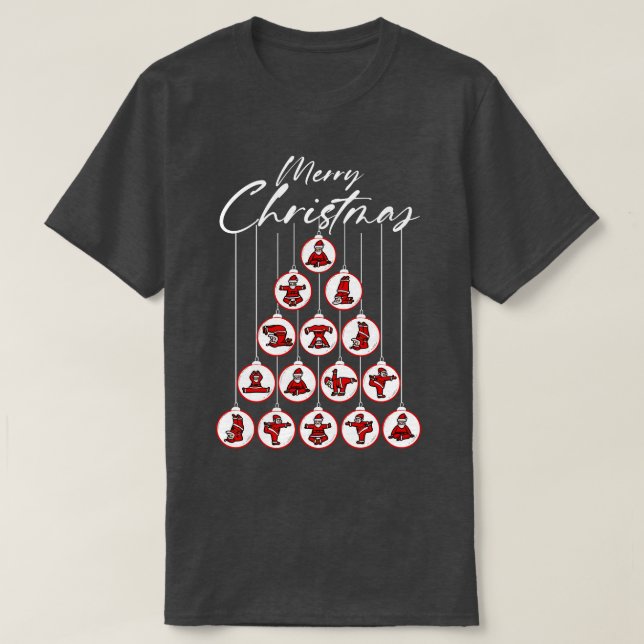 Funny Santa Yoga Poses Pun Men Women Ugly Christma T-Shirt (Design Front)