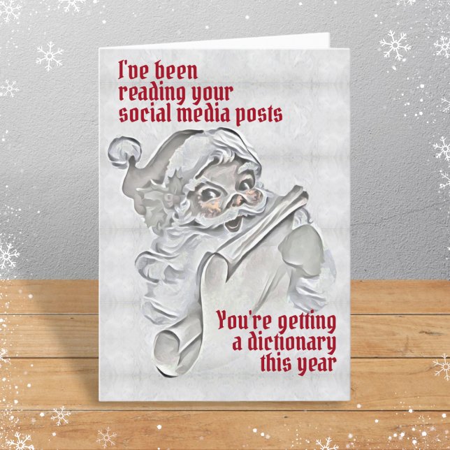 Funny Santas Been Reading Social Media Christmas Holiday Card (Creator Uploaded)
