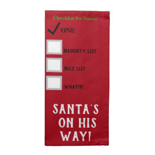 Funny Santa's Checklist Naughty Nice Cloth Napkin