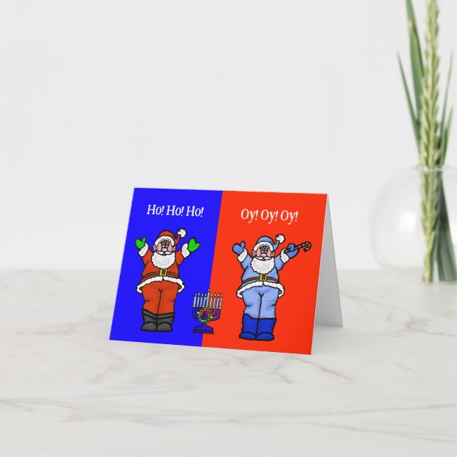 Funny Santas Chrismukkah Greeting Card (Front)
